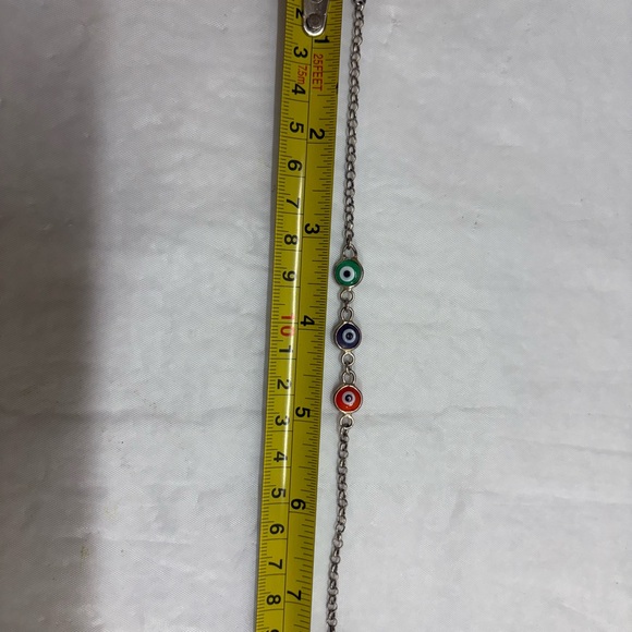 Sterling Silver Evil Eye Glass Bead Chain Bracelet 7.25” - Picture 6 of 9